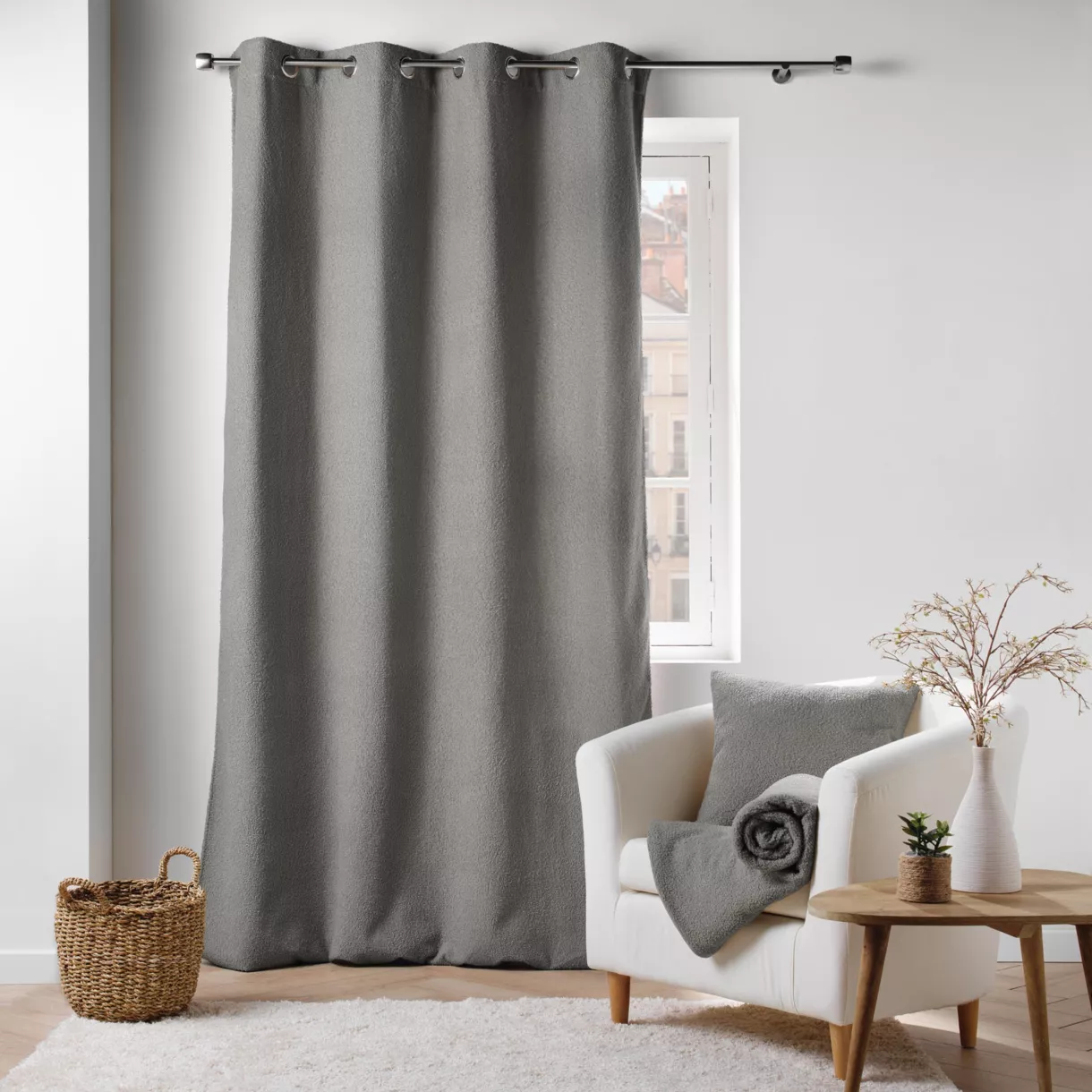 Rideau bouclette (140 x 240 cm) Wooly Gris