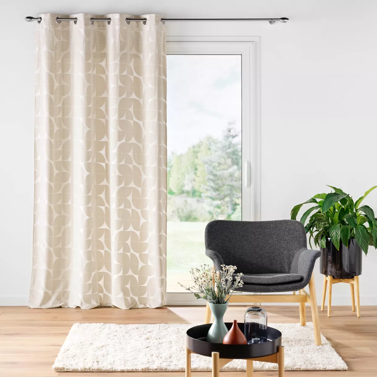 Cortina con ojales terciopelo (135 x 260 cm) Geolia Beige