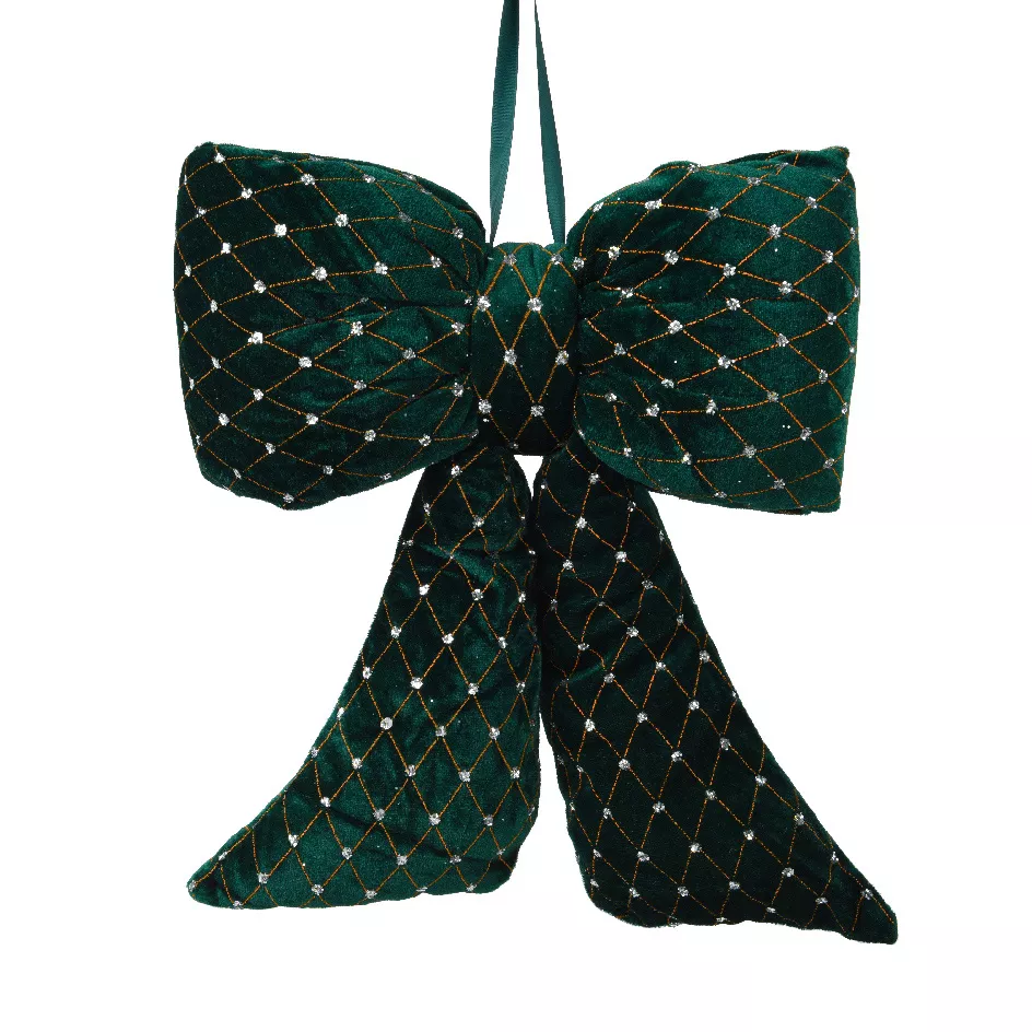 Grand nœud en velours (H37 cm) Courchevel pailleté Vert foncé