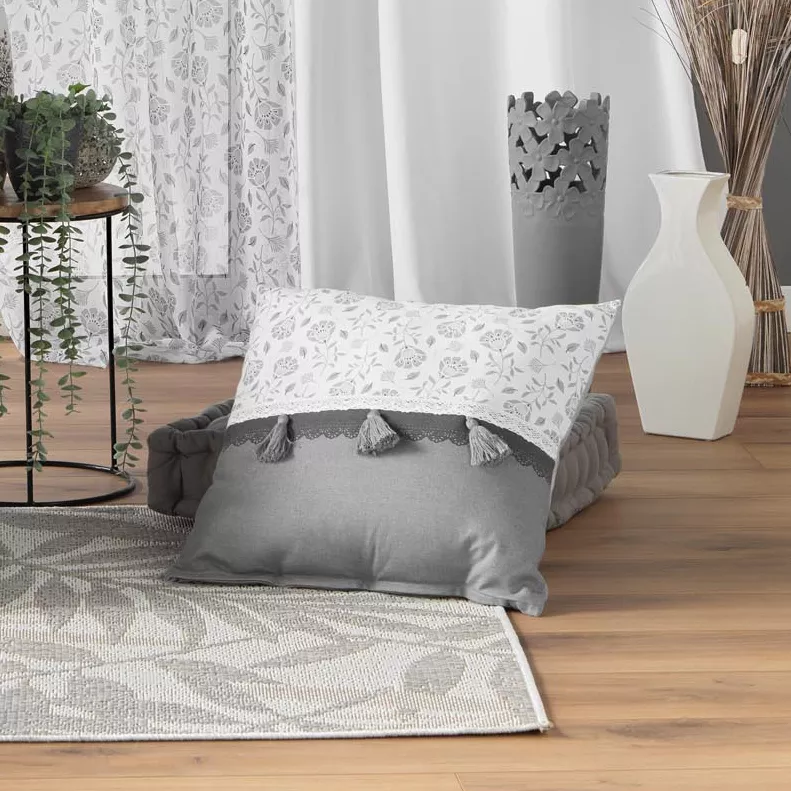 Coussin carré coton (50 x 50 cm) Flavie Gris