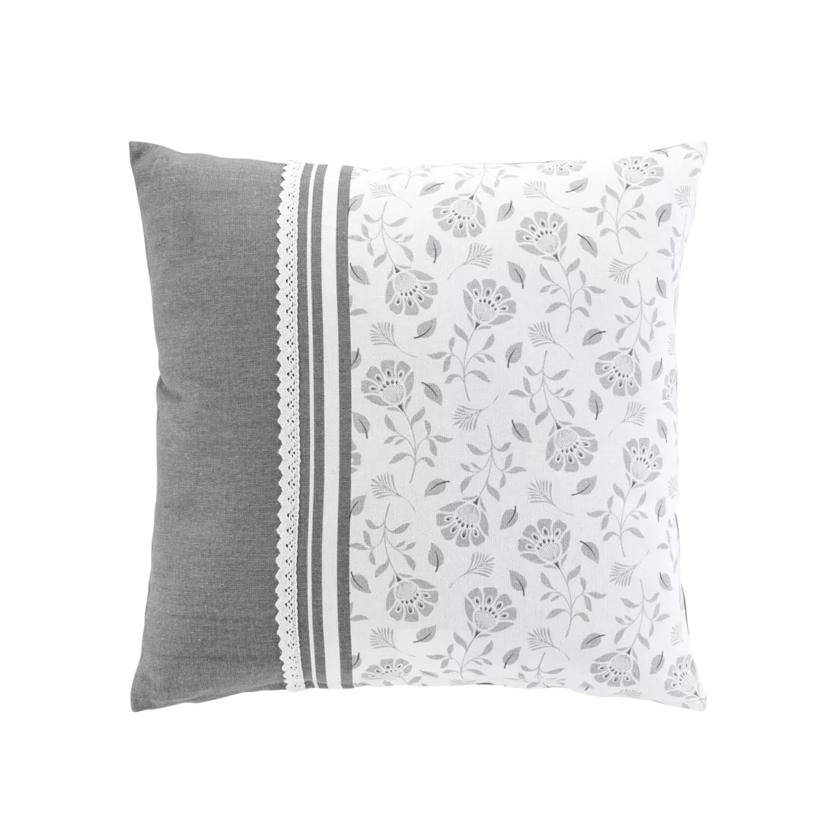 Coussin carré coton (45 x 45 cm) Flavie Gris