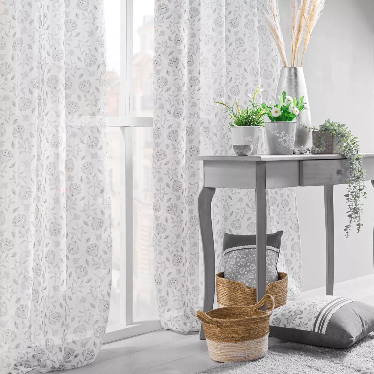Visillo con ojales (140 x 240 cm) Flavie Gris