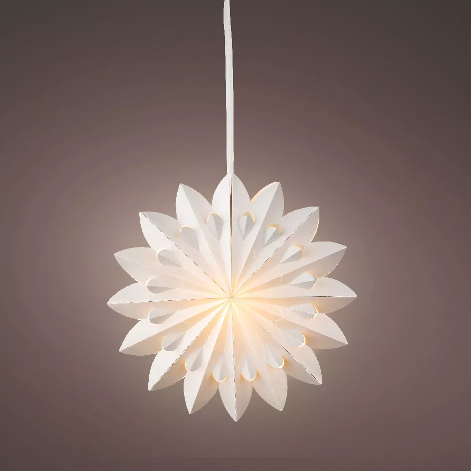 Papieren LED hanglamp (D40 cm) Origami Floralia Grijs