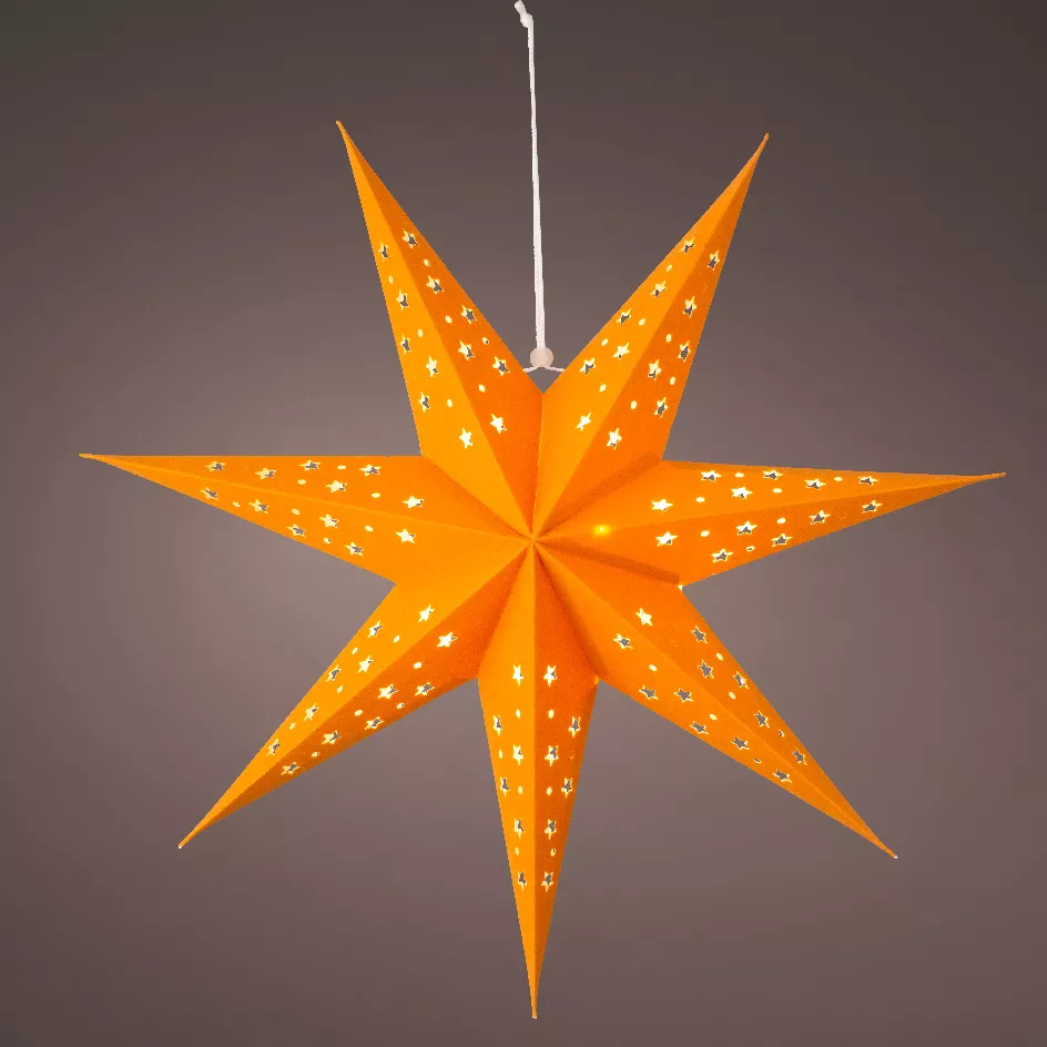Heldere ster om op te hangen (H60 cm) Origami Stella Amber en warm wit