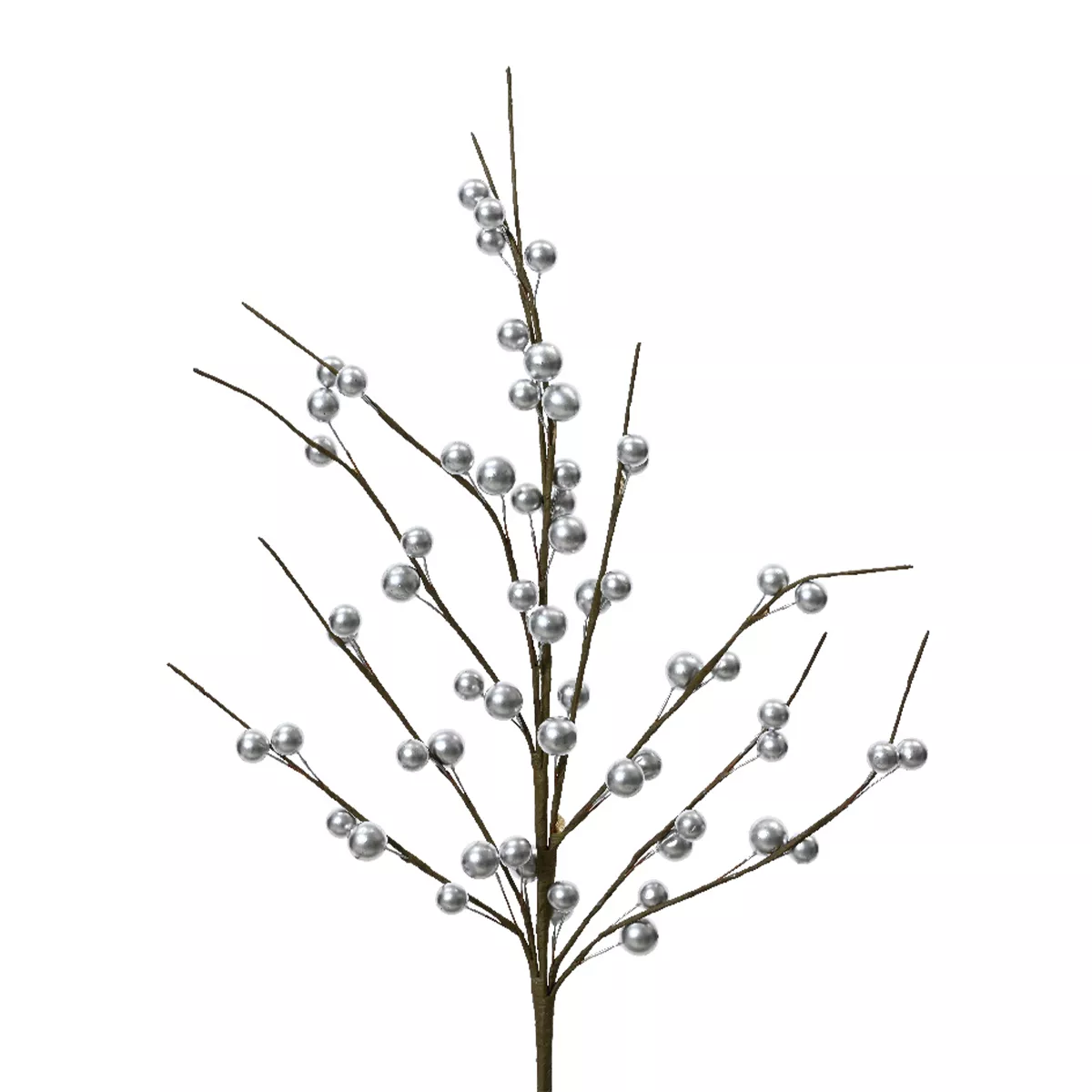 Rama de bayas (H55 cm) Laponia Plata metalizada