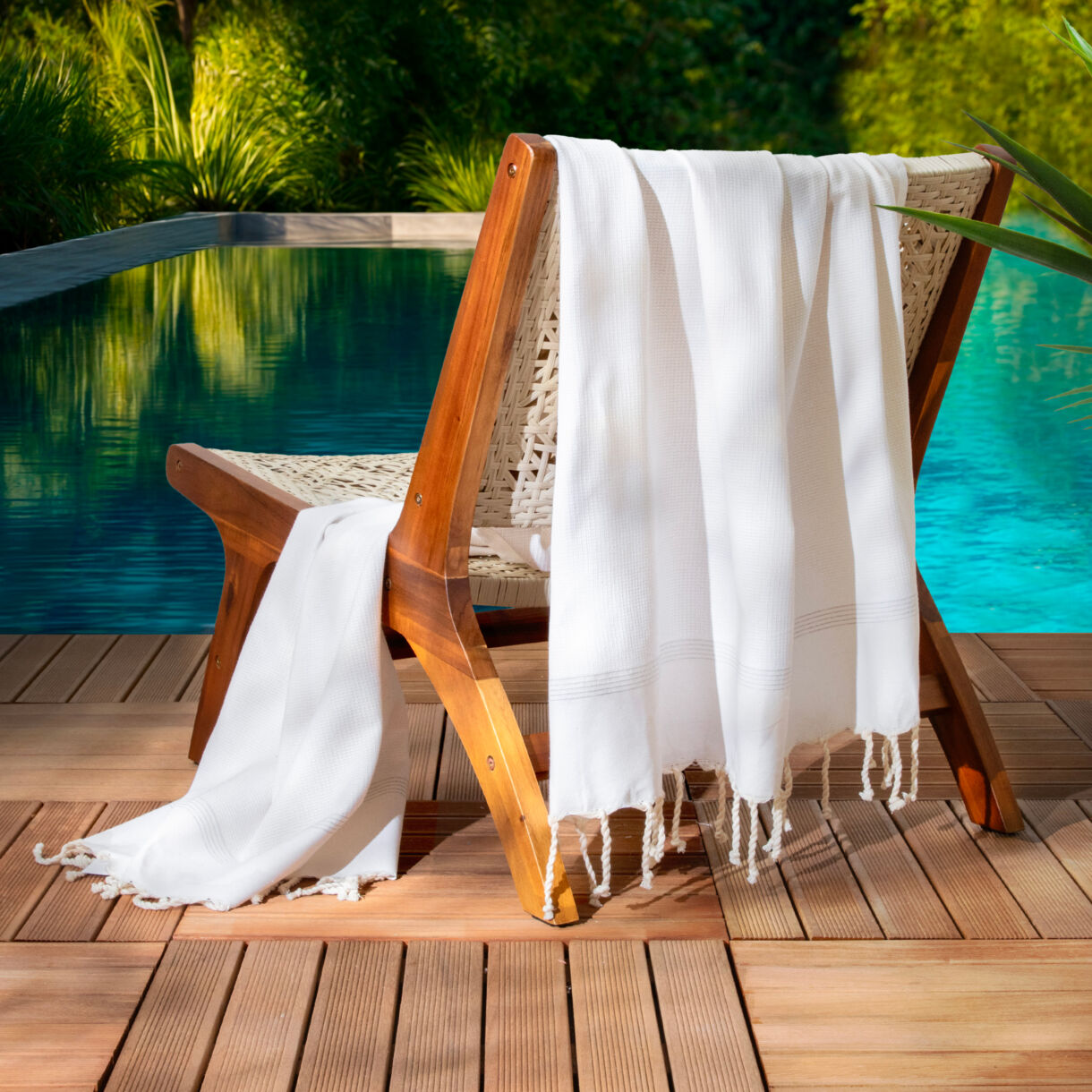  EM - Fouta avec franges 100 x 200 cm Coton tissŽ teint BEACH Pampa 