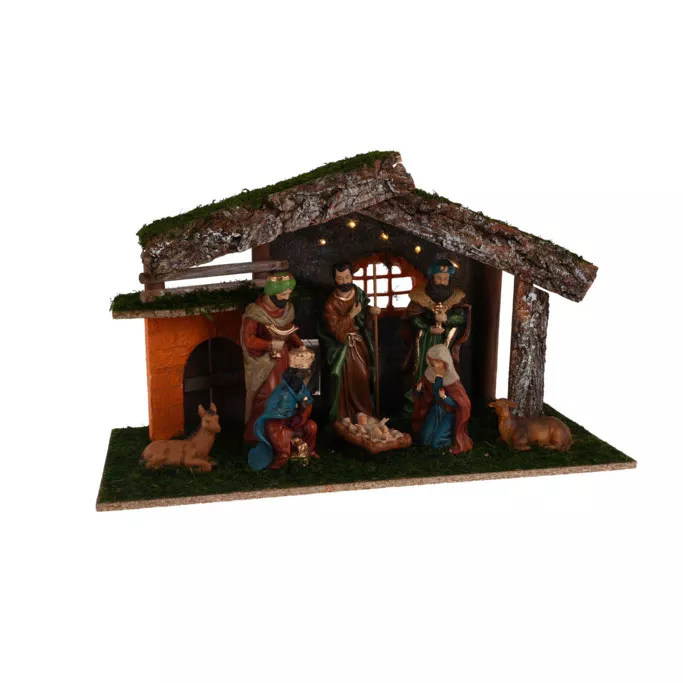 Volledige en lichte Kerststal (H30 cm) Sint-Christine
