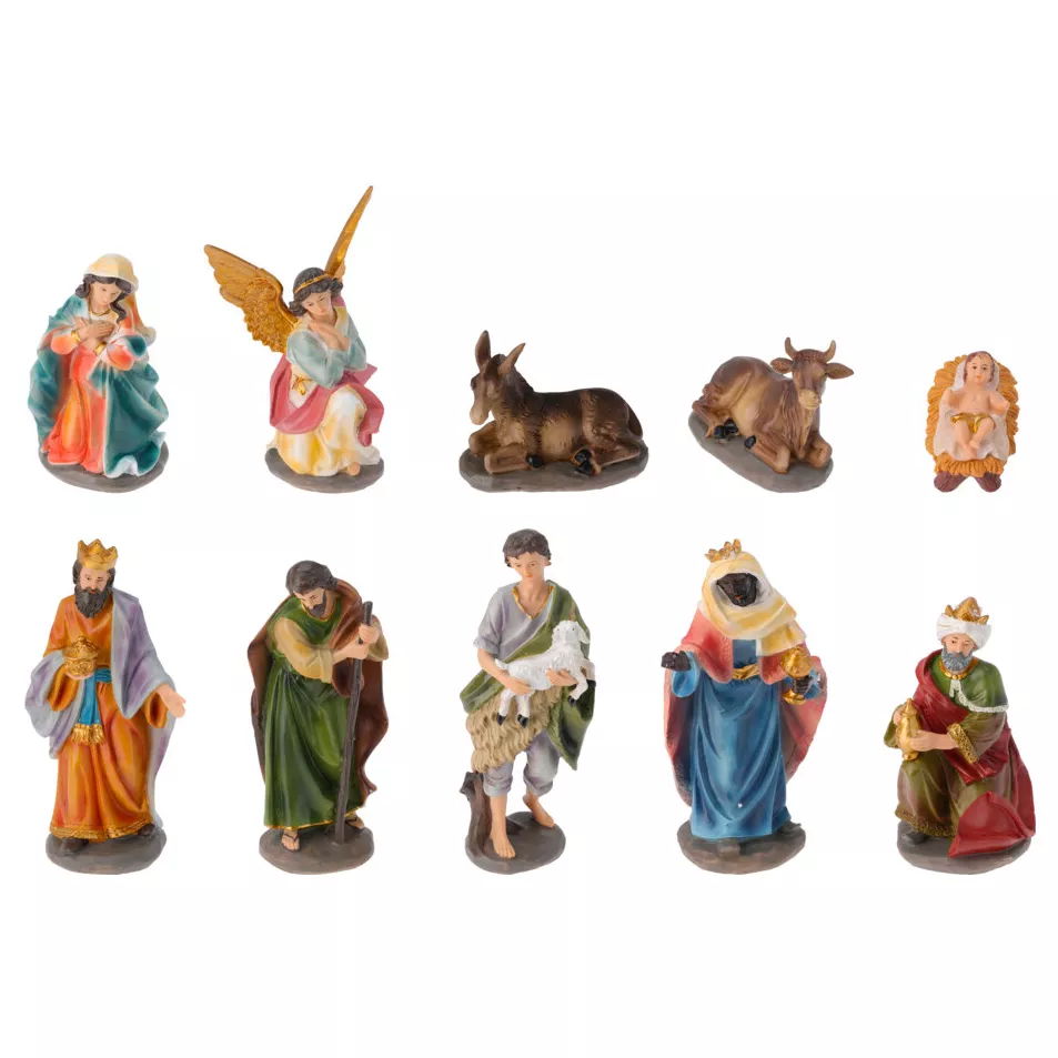 De 10 santons (Hoogte 19 cm) van Colette