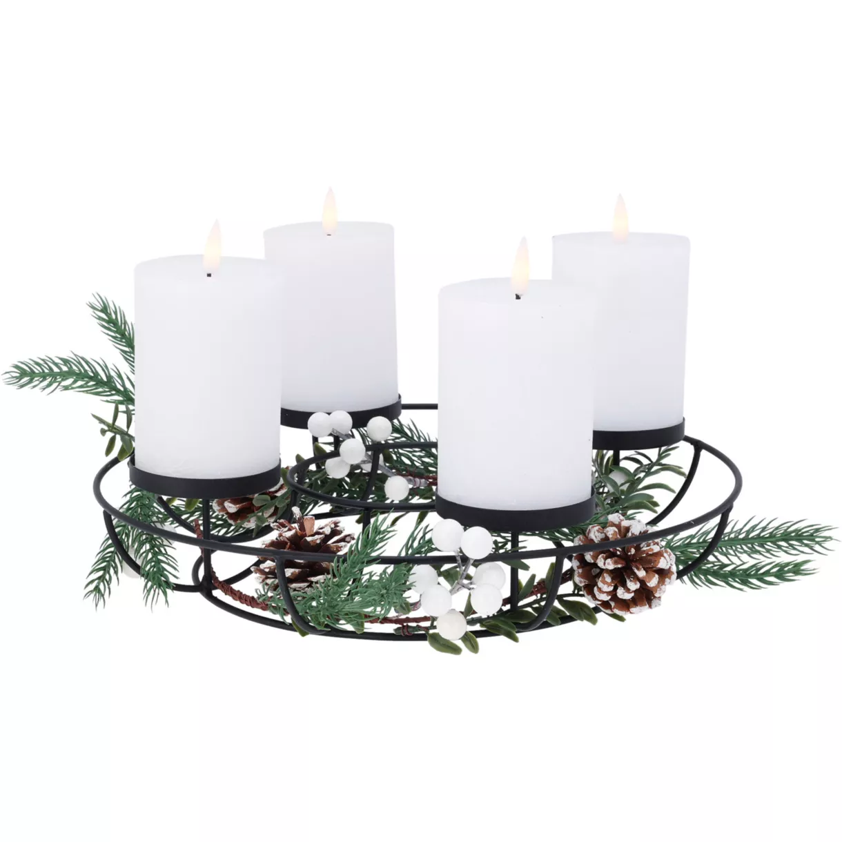 Middenstuk met 4 kaarsen (D33 cm) Natuur decoratiekrans