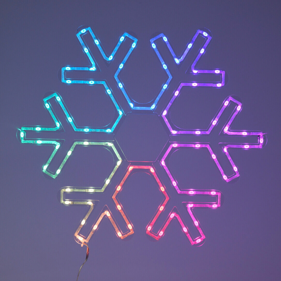 Fiocco di neve luminoso al neon 96 LED H43 cm Multicolore