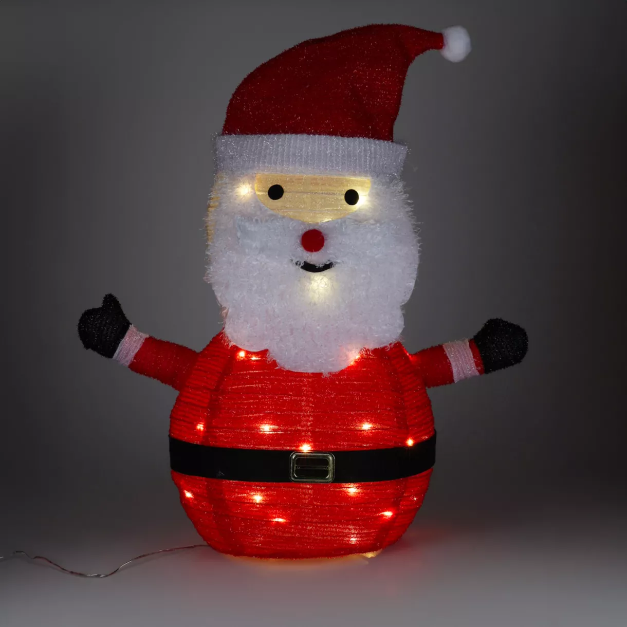 Verlichte Kerstman op batterijen (H68 cm) Opvouwbaar Rood
