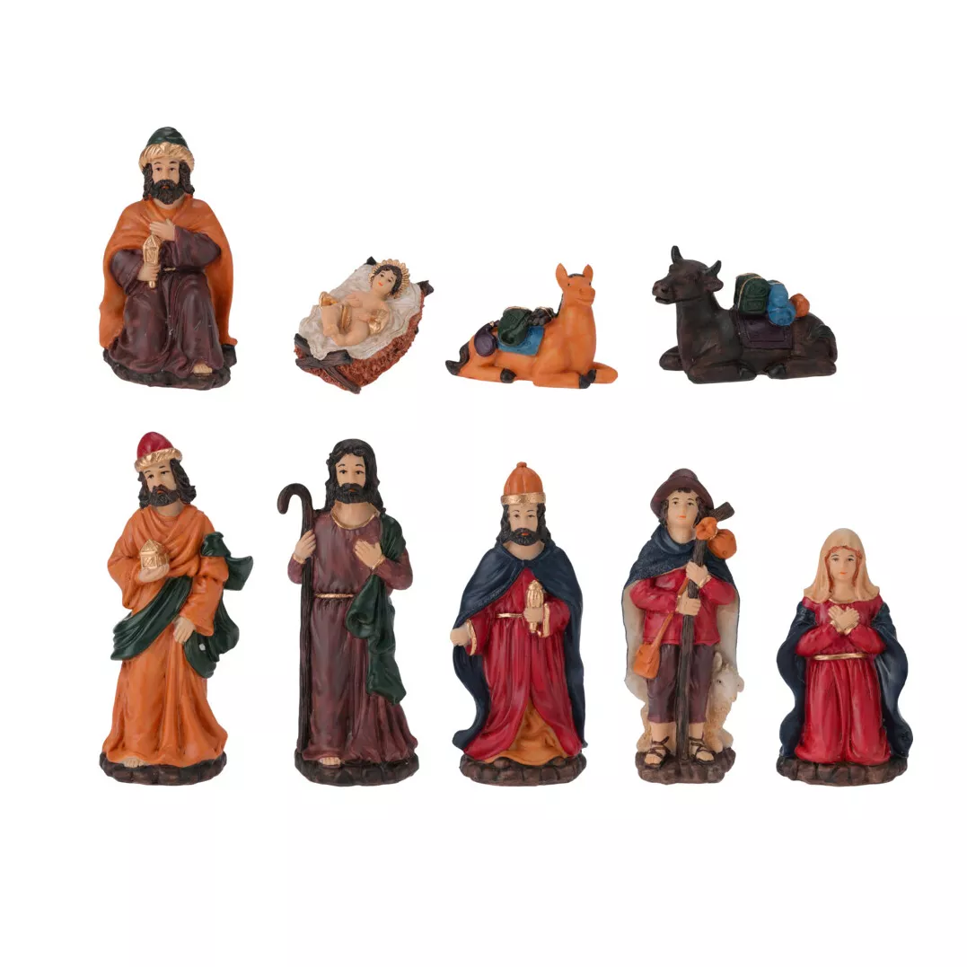 De 9 heiligenbeelden (hoogte 16 cm) van Alba