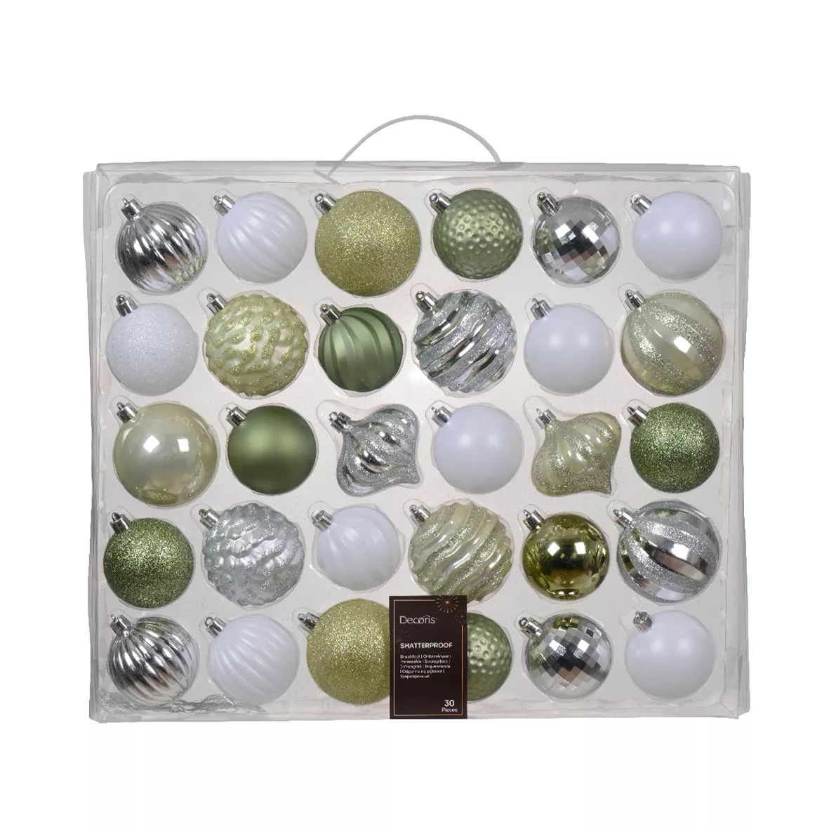 Kit de décoration de sapin de Noël Agéna Menthe blanche, blanc et argent