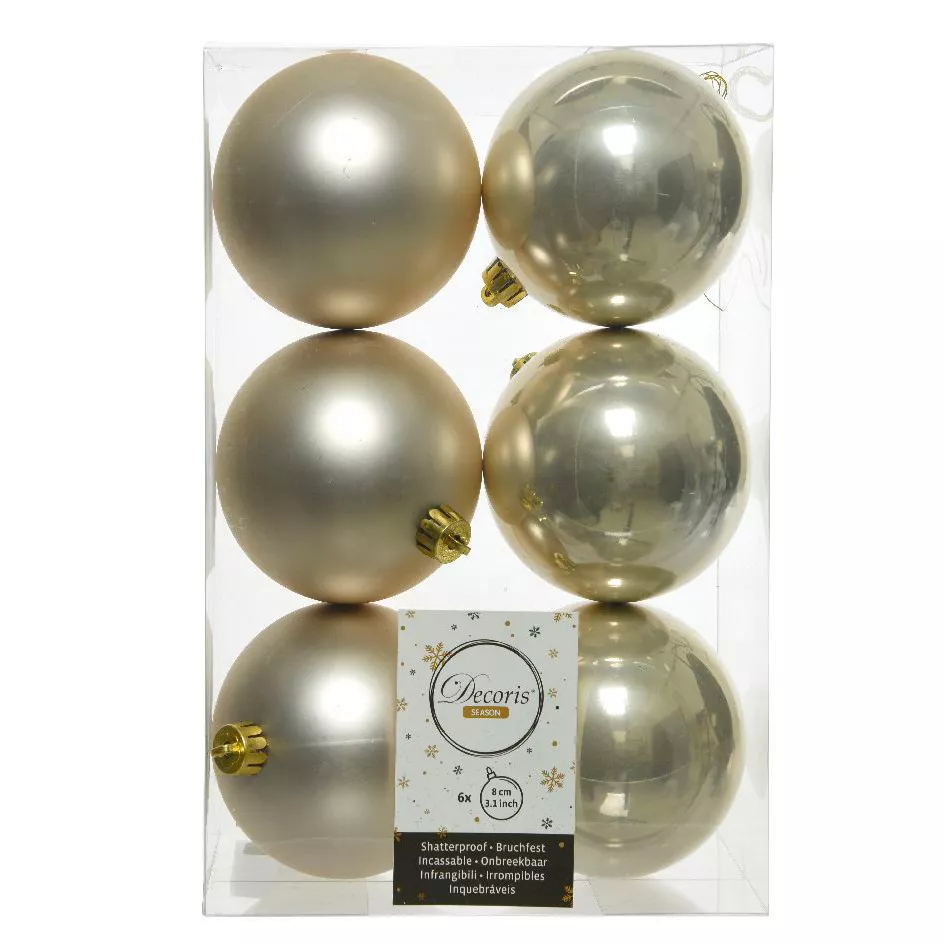 Lot de 6 boules de Noël (D80 mm) Alpine Perle 1
