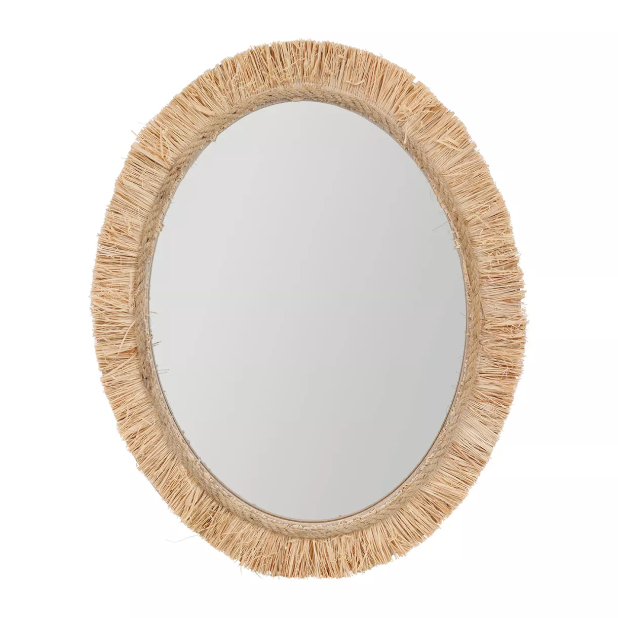 MIROIR OVALE RAFIA BOHEME Dim : l34.5xH24xP2cm