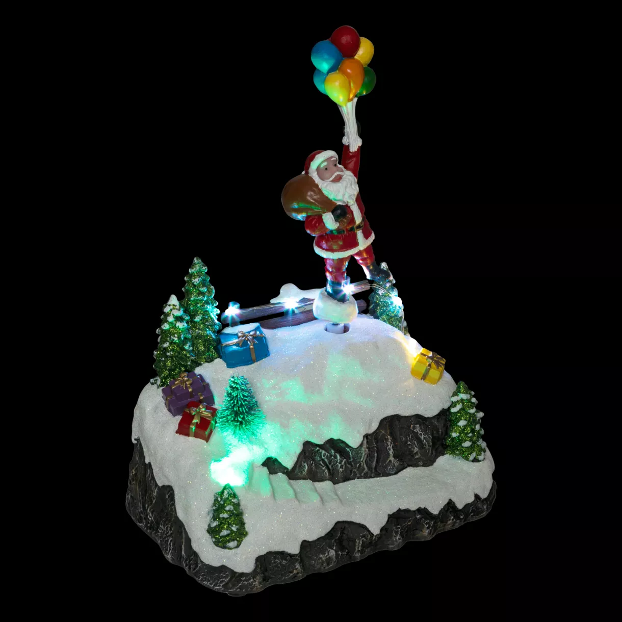 Verlicht en geanimeerd levenstafereel (H22 cm) Vertrek van de Kerstman