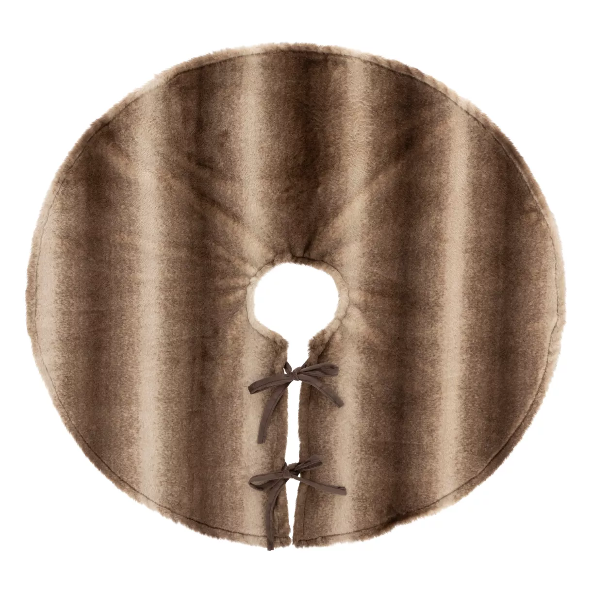 Ronde kerstboommat (D90 cm) Bont en strikken Bruin