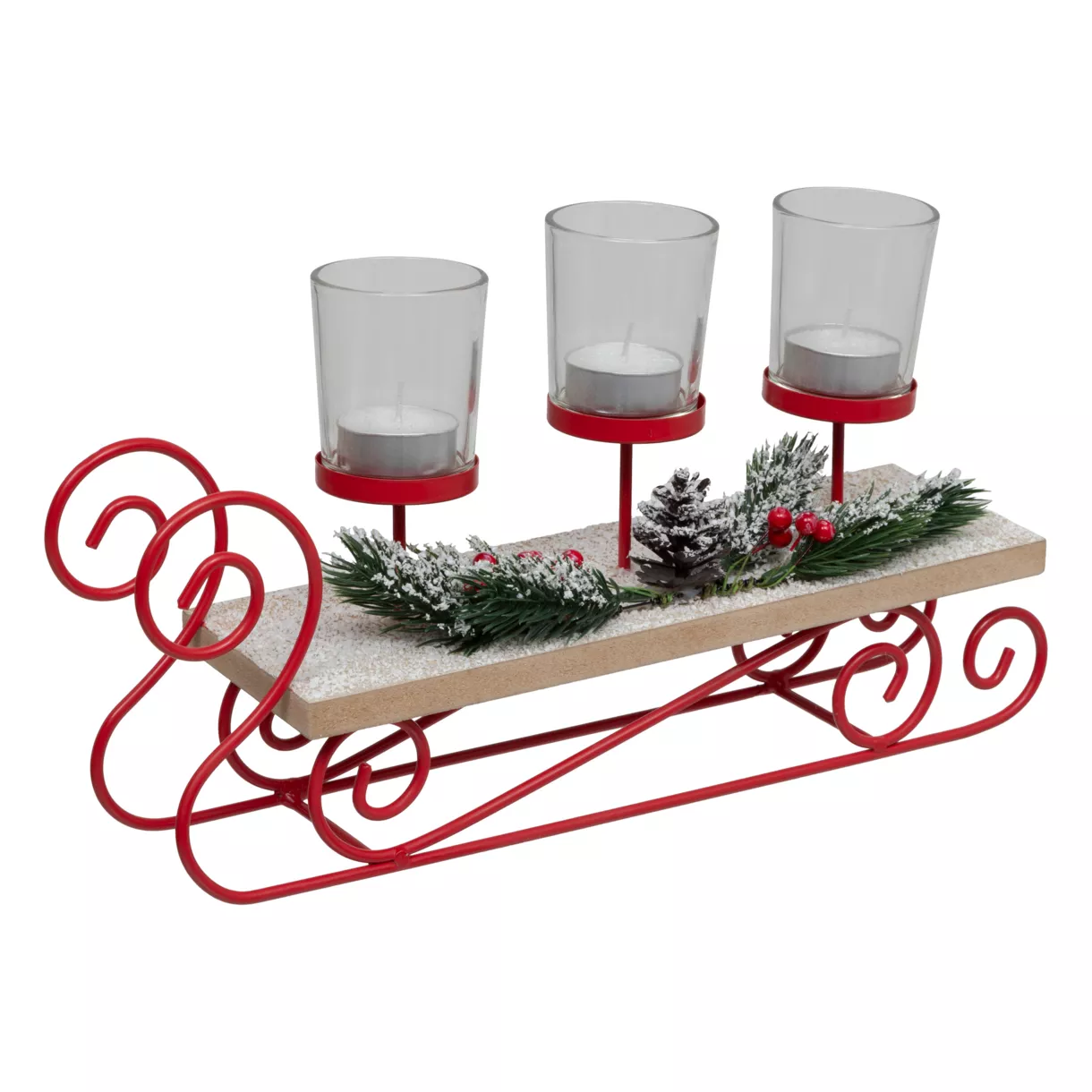 eminza Luge en bois déco (35 x H19 cm) Photophores de Noël