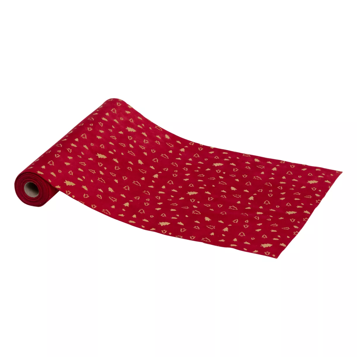 Fluwelen tafelloper (300 x 28 cm) Kerstbomen Rood