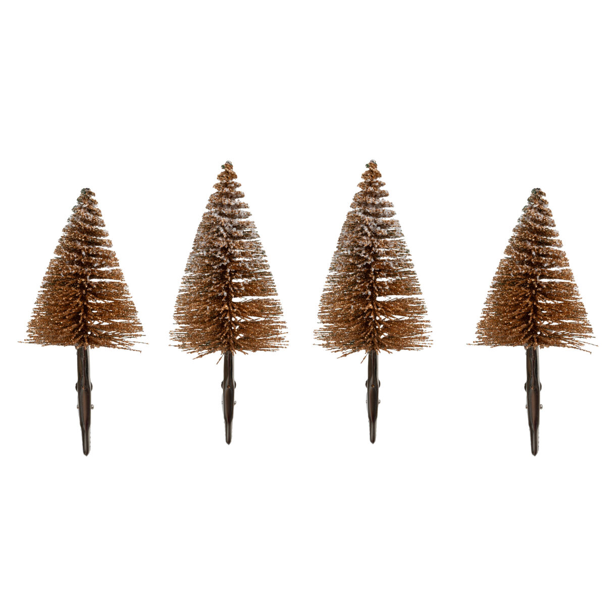 Lot de 4 sapins sur pince (H15 cm) Forêt enchantée Marron