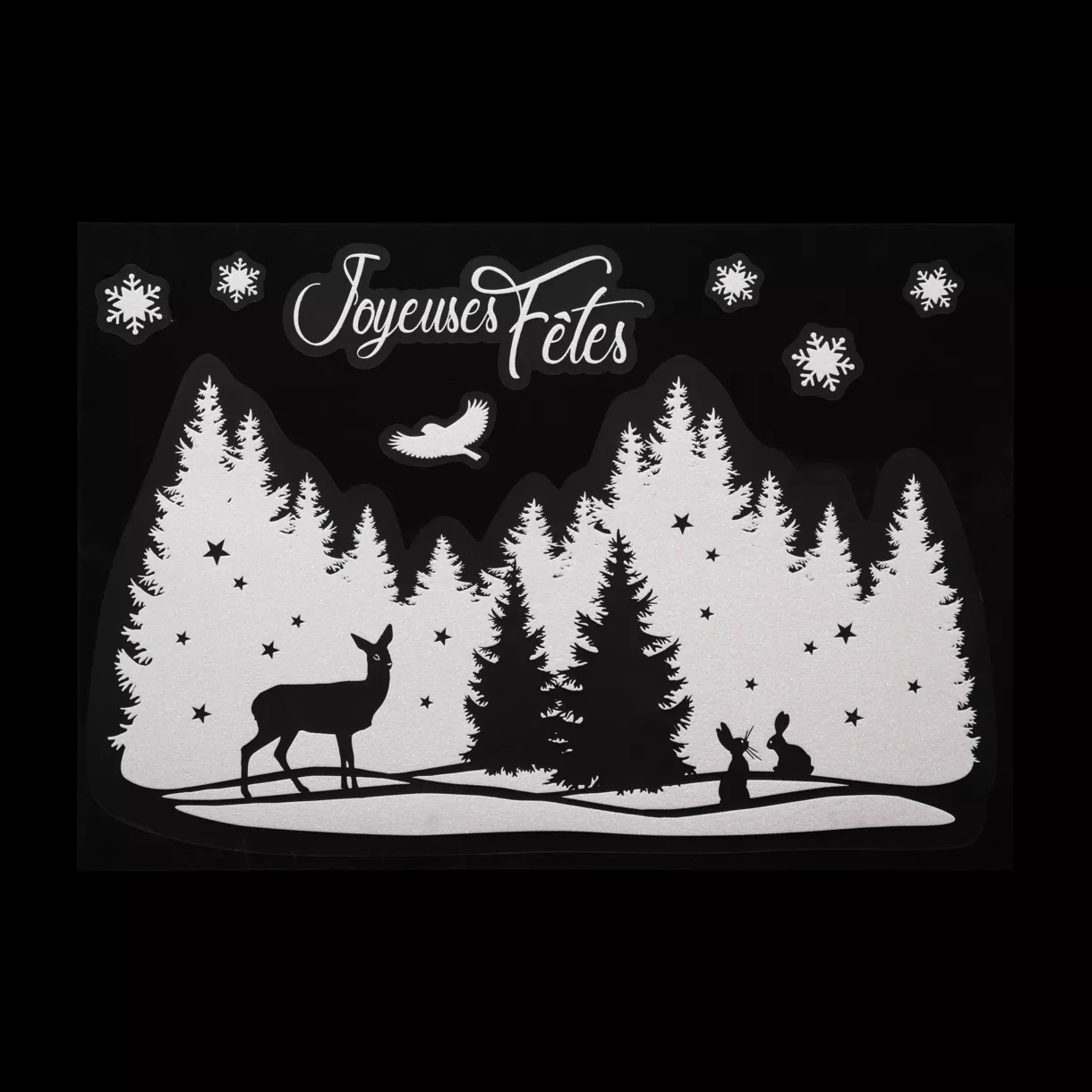 eminza Sticker de Noël pour fenêtre Paysage pailleté