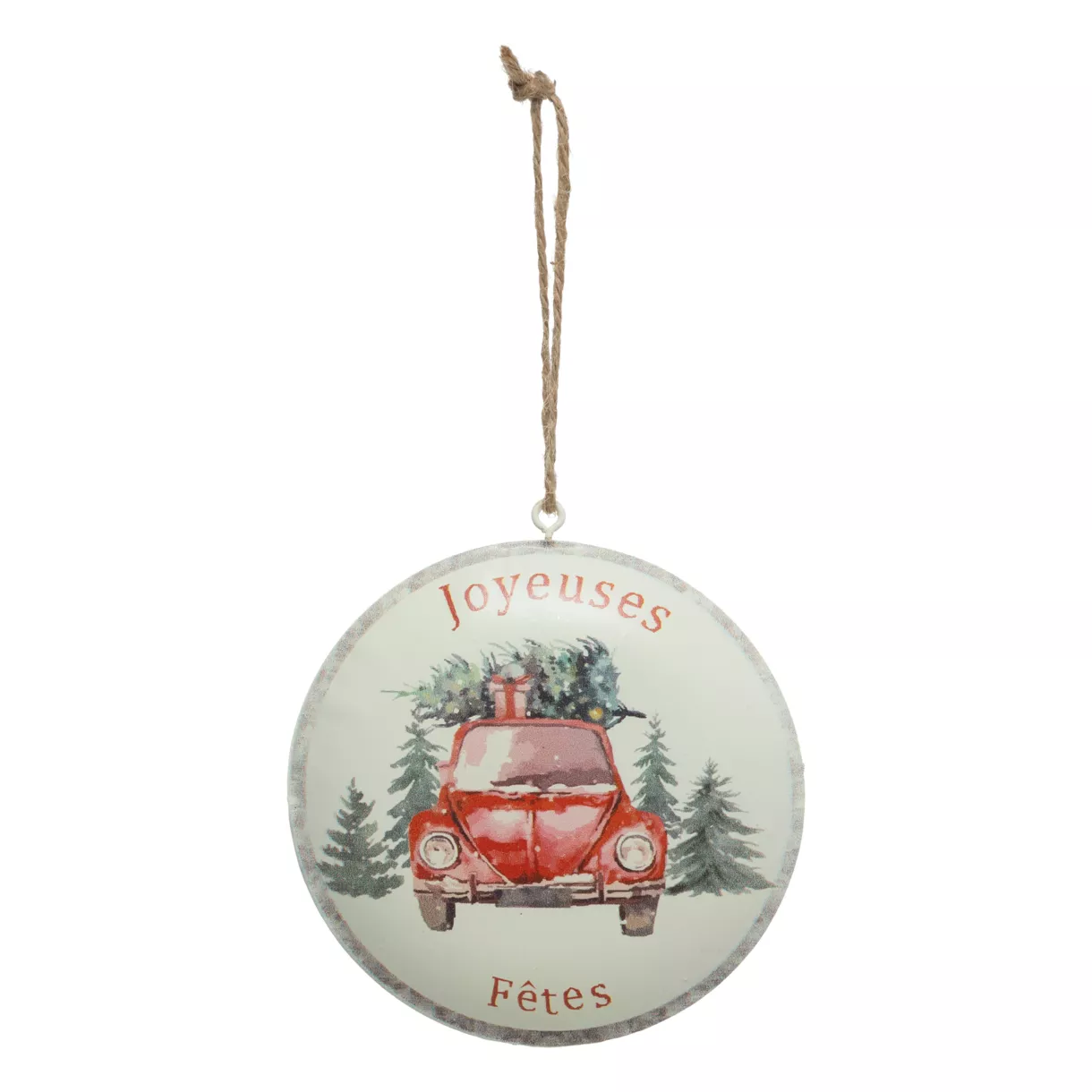eminza Suspension de Noël en métal (D10 cm) Joyeuses Fêtes