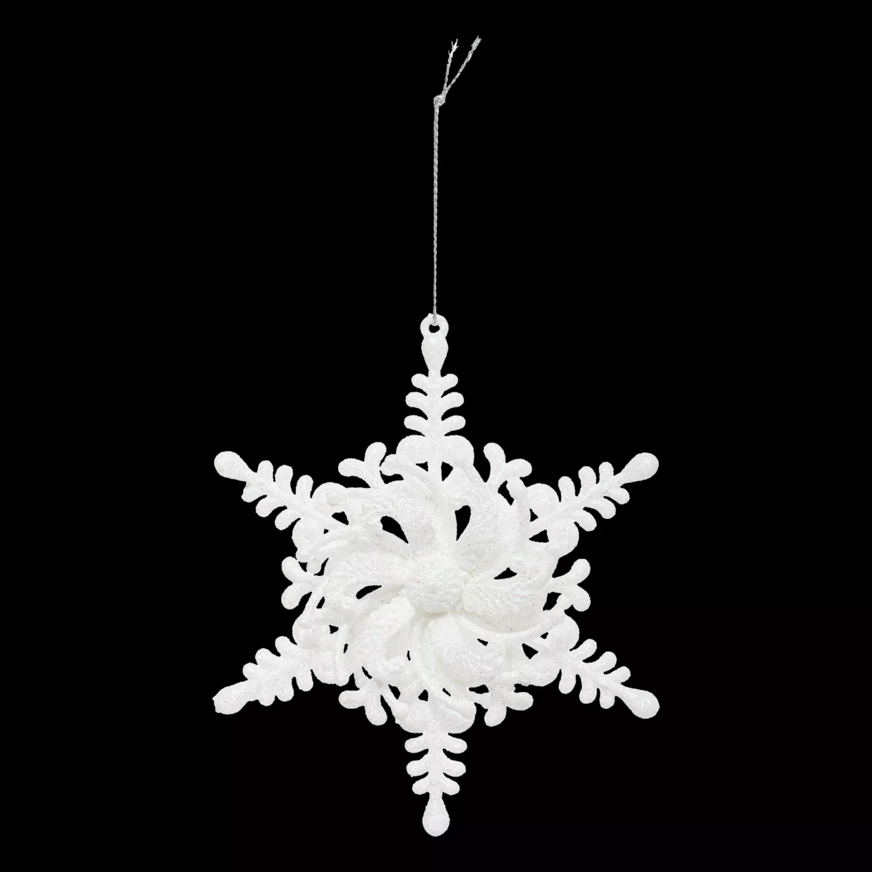 Decorazione da appendere di Natale (D12 cm) Stella di neve Bianca glitterata
