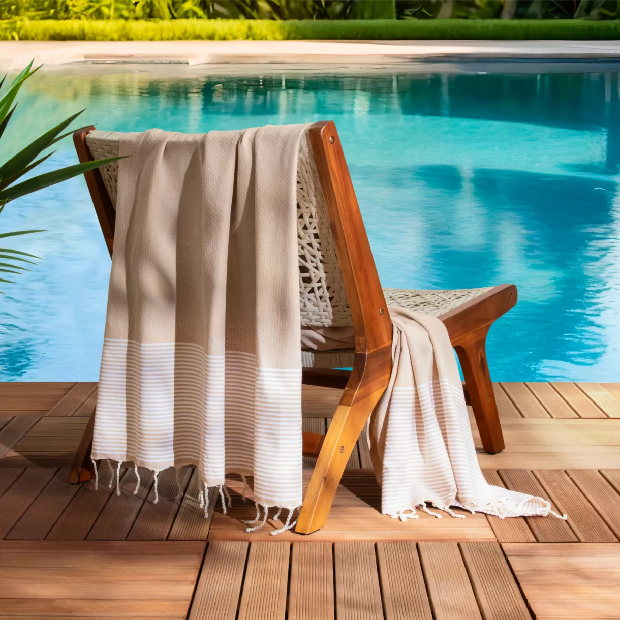Fouta cotone riciclato (100 x 200 cm) Oceano Beige