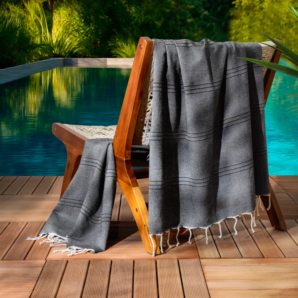 Fouta cotone riciclato (100 x 200 cm) Sunshine Nera