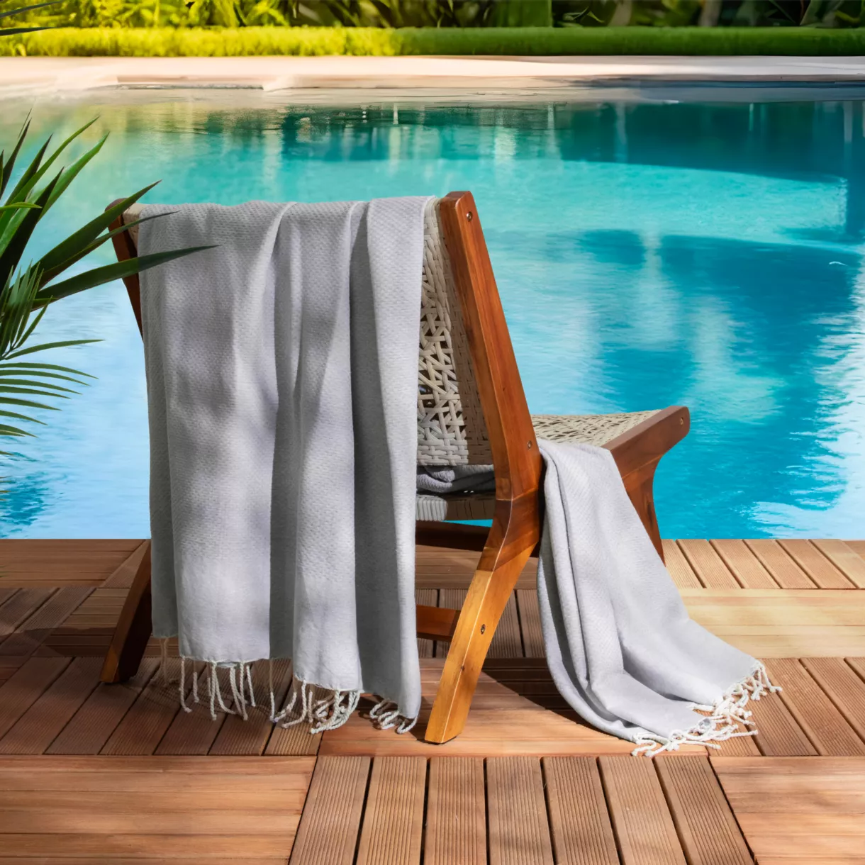 Fouta en algodón reciclado (200 x 200 cm) Espuma Gris