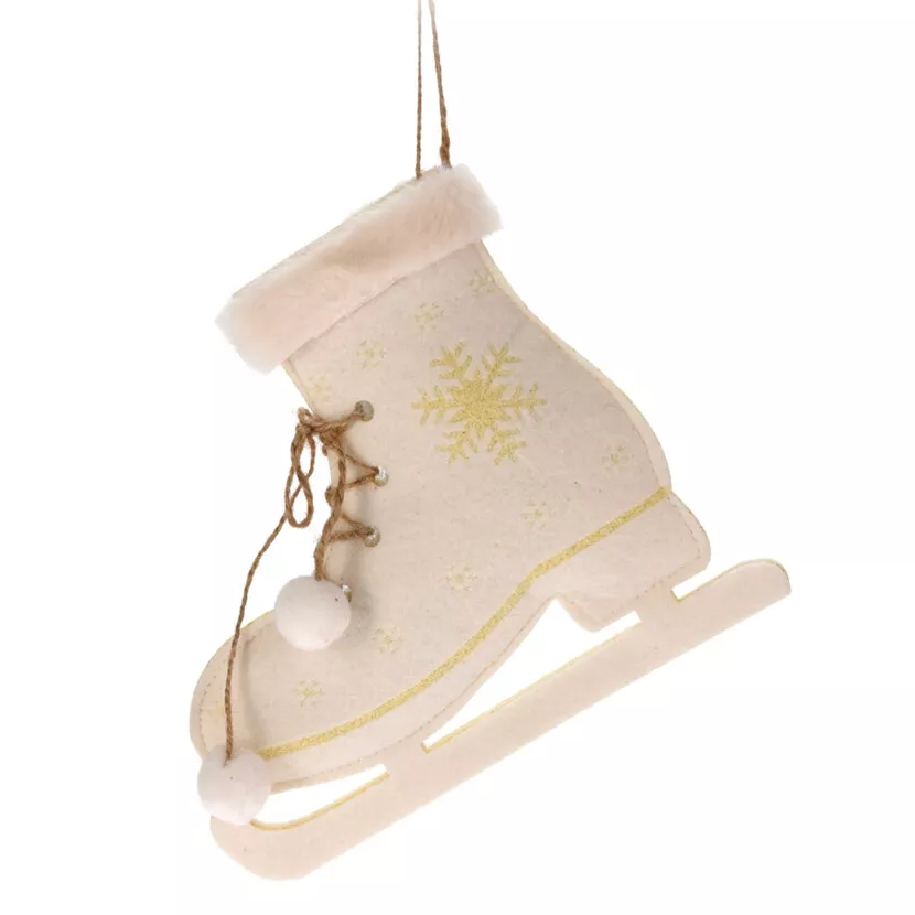 DECO PENDRE PATIN GLACE 13CM BLANC