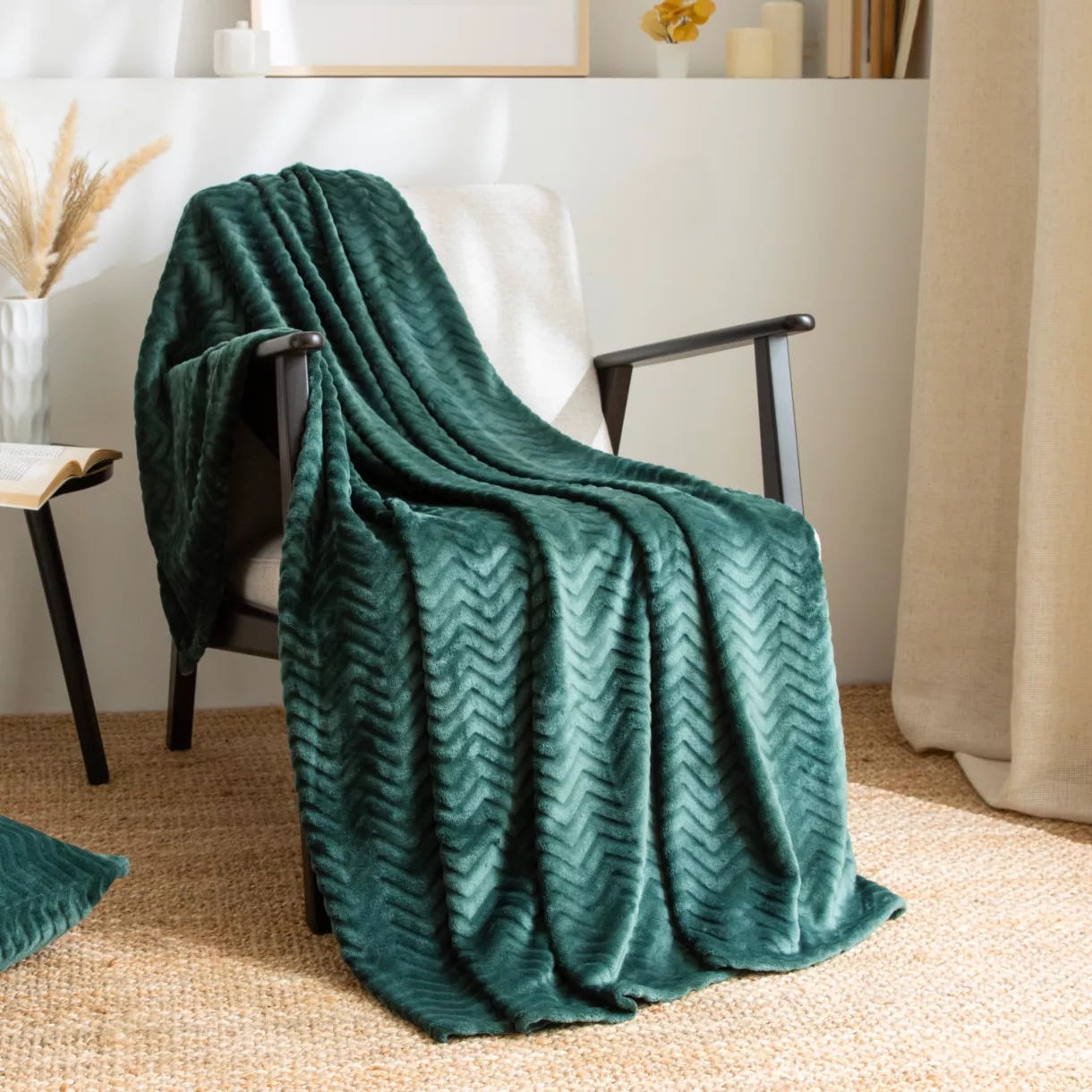 Plaid doux flanelle (130 x 180 cm) Zag Vert