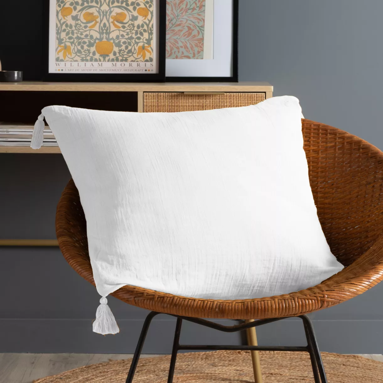Kussen vierkant Katoengaas (60 x 60 cm) Gaïa Roomwit