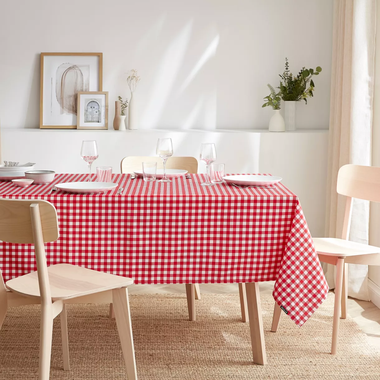 Nappe rectangulaire anti tache (140 x 300 cm) Elise Rouge