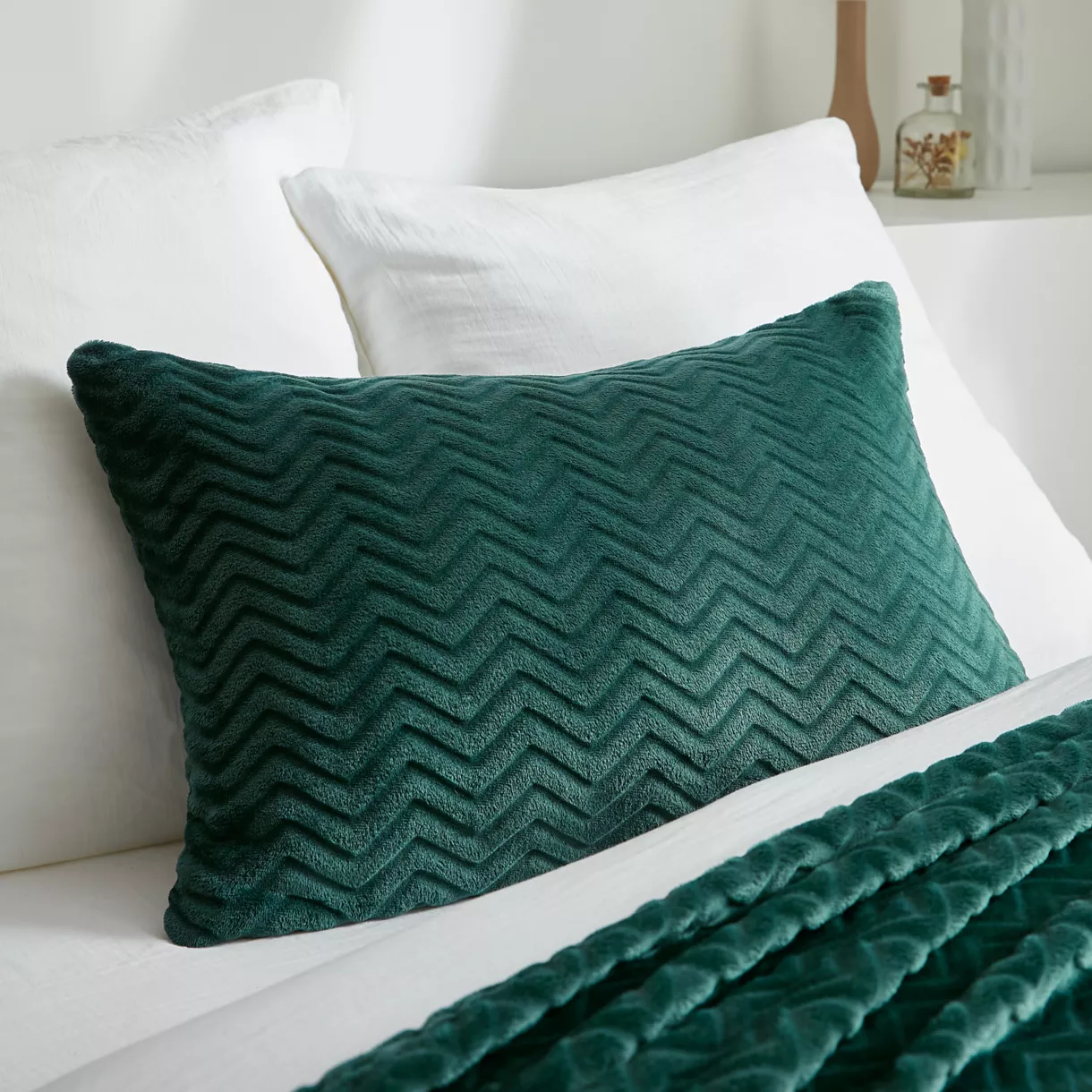 Coussin rectangulaire flanelle (40 x 60 cm) Zag Vert