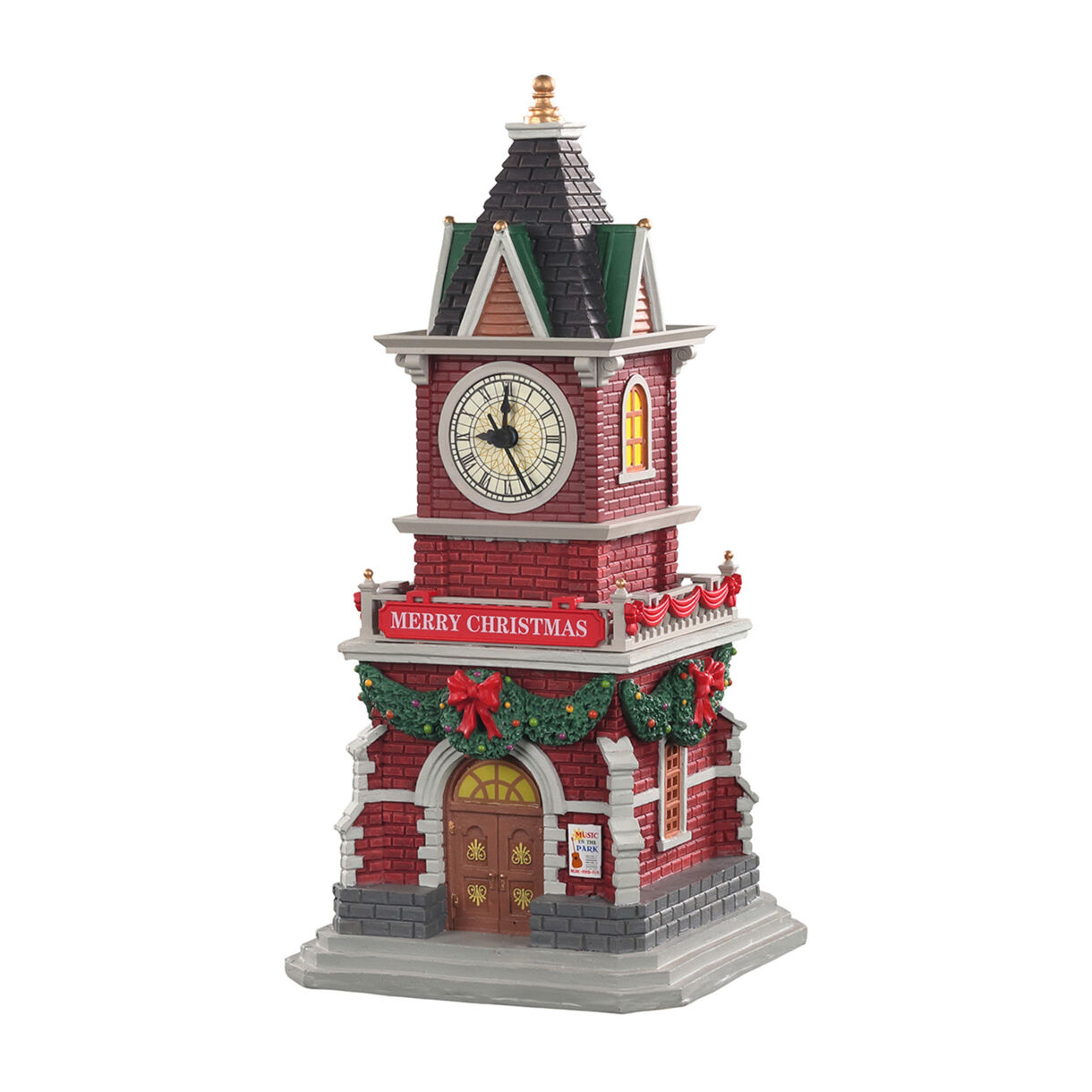 Villaggio di Natale Lemax luminoso a pile Orologio Torre Tannenbaum