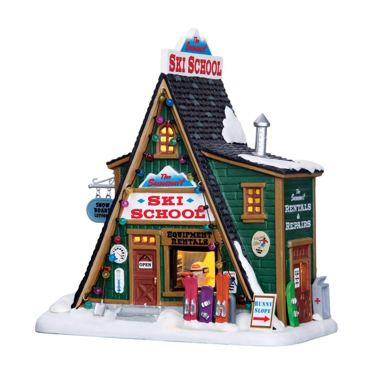 eminza Village de Noël Lemax lumineux École de ski Summit