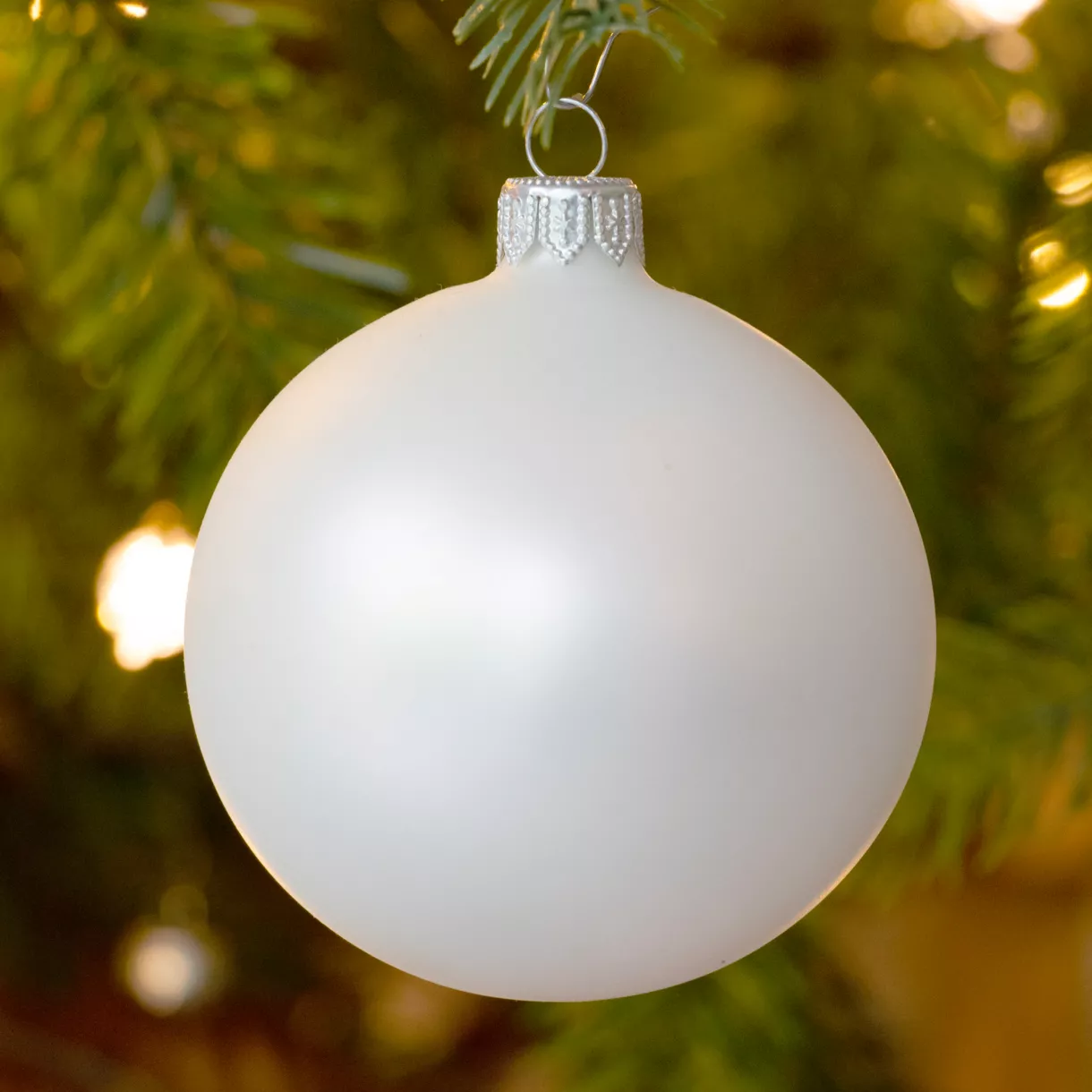 Lotto di 4 palline di Natale di vetro (D100 mm) Arctique opache Bianco 1