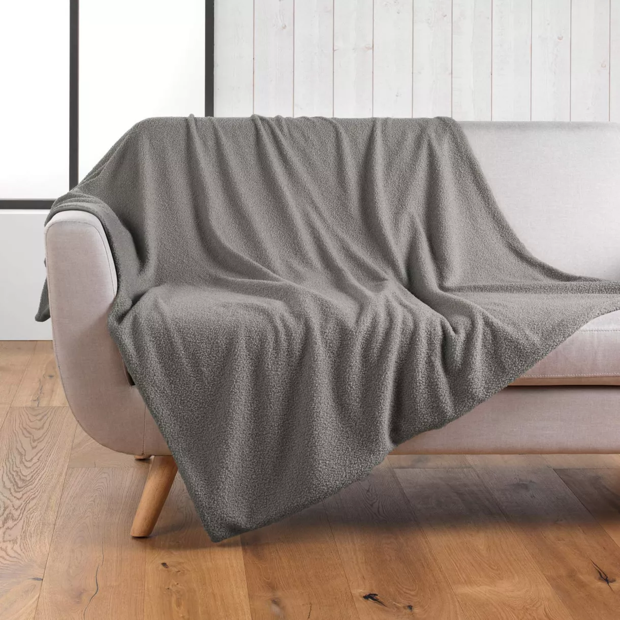 Manta con rizos (180 x 220 cm) Wooly Gris