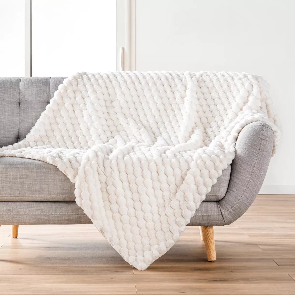 Plaid fausse fourrure (125 x 150 cm) Frosty Ecru