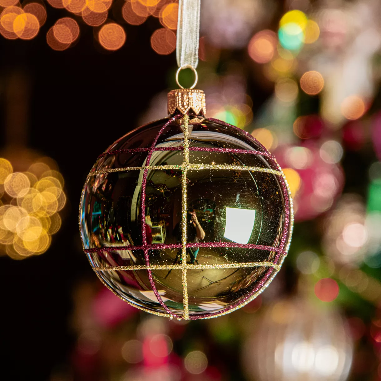 Set van 6 glazen kerstballen (D80 mm) Schotland Groen dennenboom