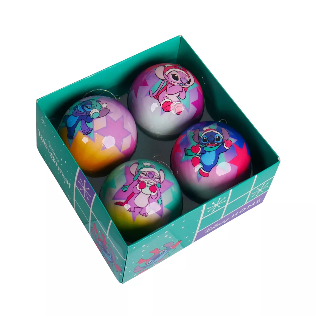 Set von 4 Weihnachtskugeln (D75mm) Disney Stitch
