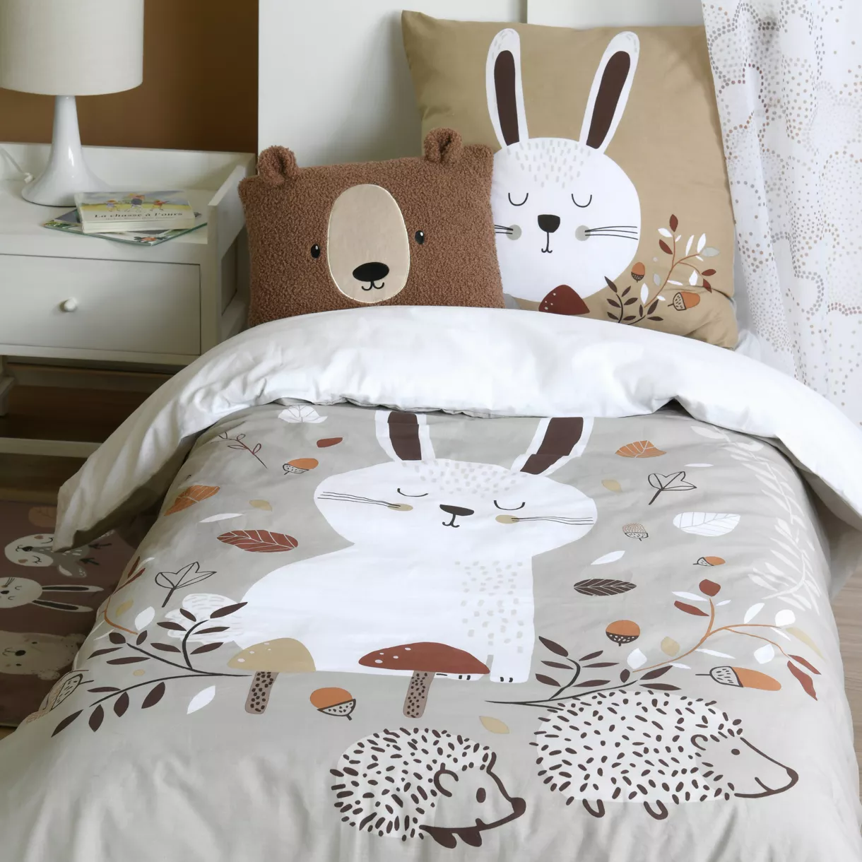 Housse de couette et une taie enfant coton (140 x 200 cm) Gabin Beige