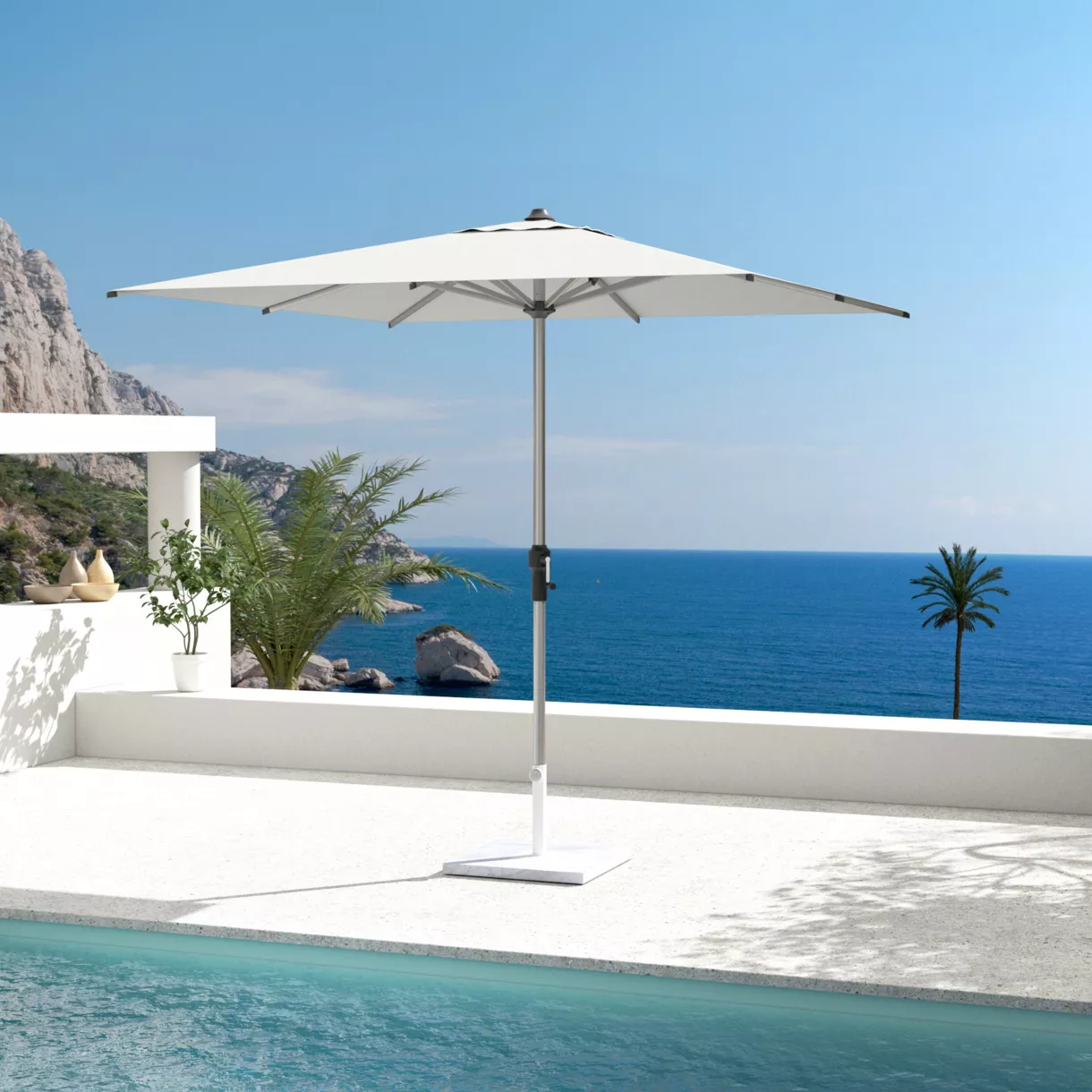 Parasol carré (L2,5 X 2,5 m) Yucatan - Bois et Blanc