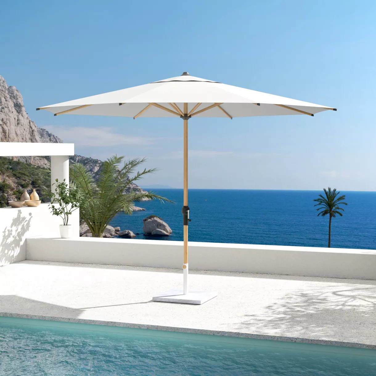 Parasol redondo (D3,5 m) Yucatan - Aluminio y Blanco