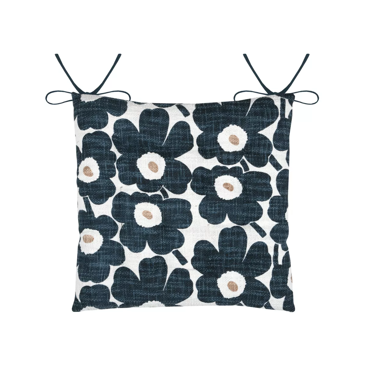 Vierkant katoenen stoelkussen (38 x 38 cm) Eugénie Marineblauw
