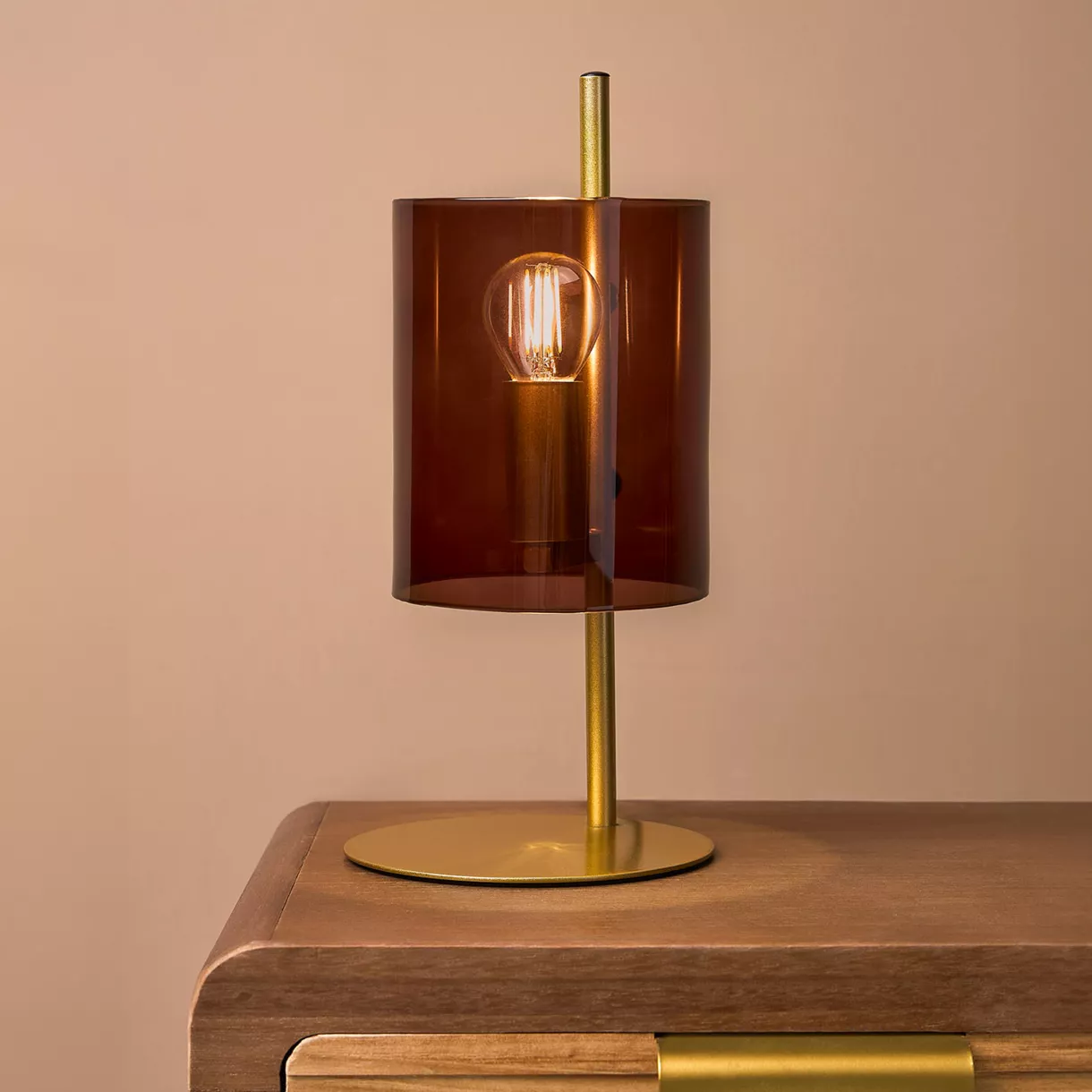 Lámpara de mesa de vidrio (H34 cm) Victoria Marrón