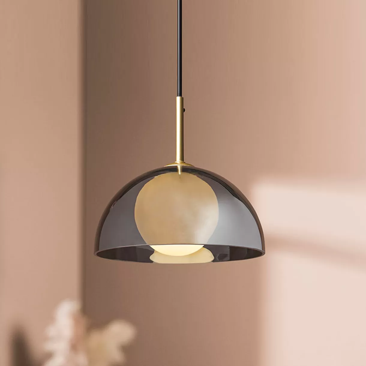 Suspensión luminosa de vidrio (D20 cm) Luméa Negro