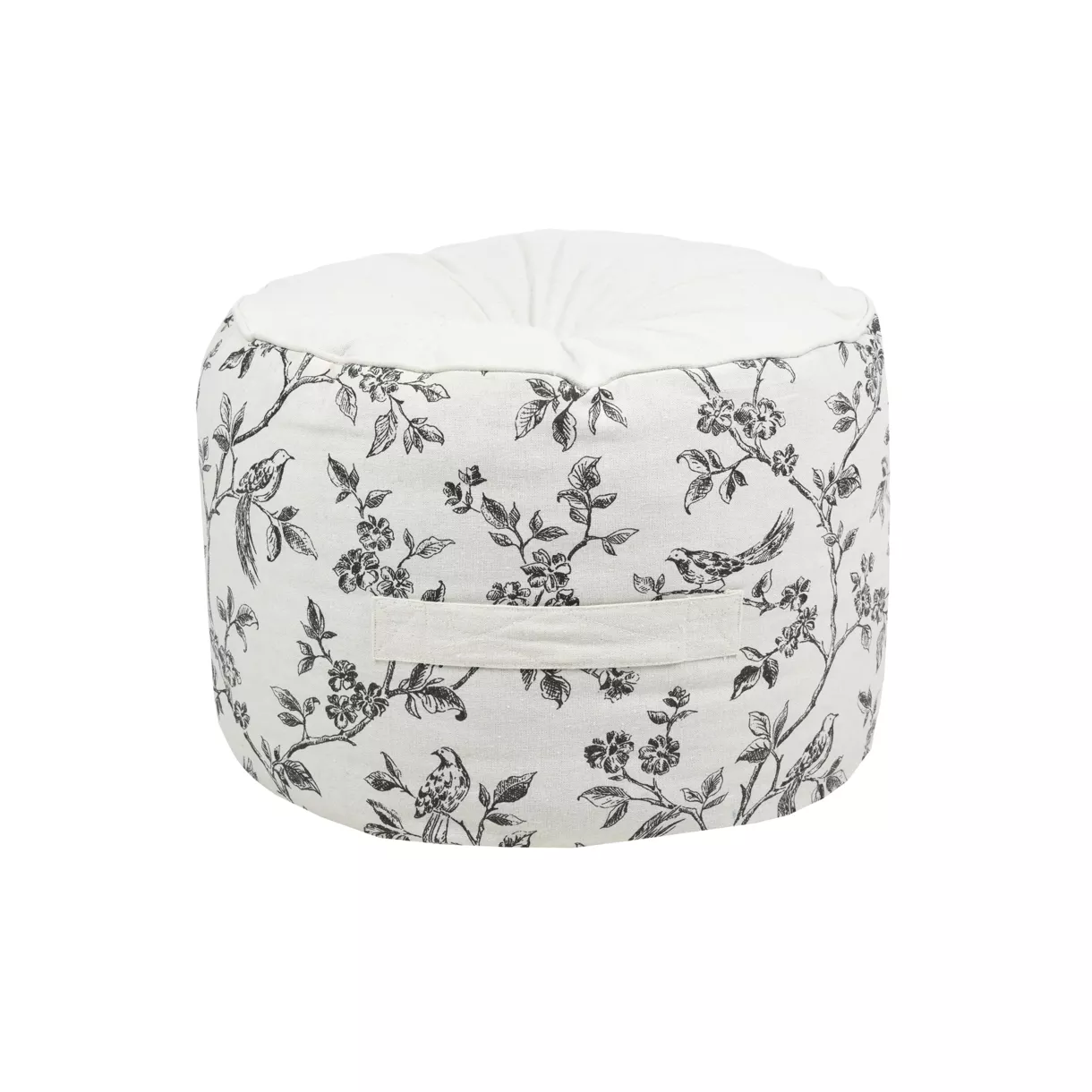 Rond katoenen vloerkussen hoog (40 x 30 cm) Clarine Cremewit