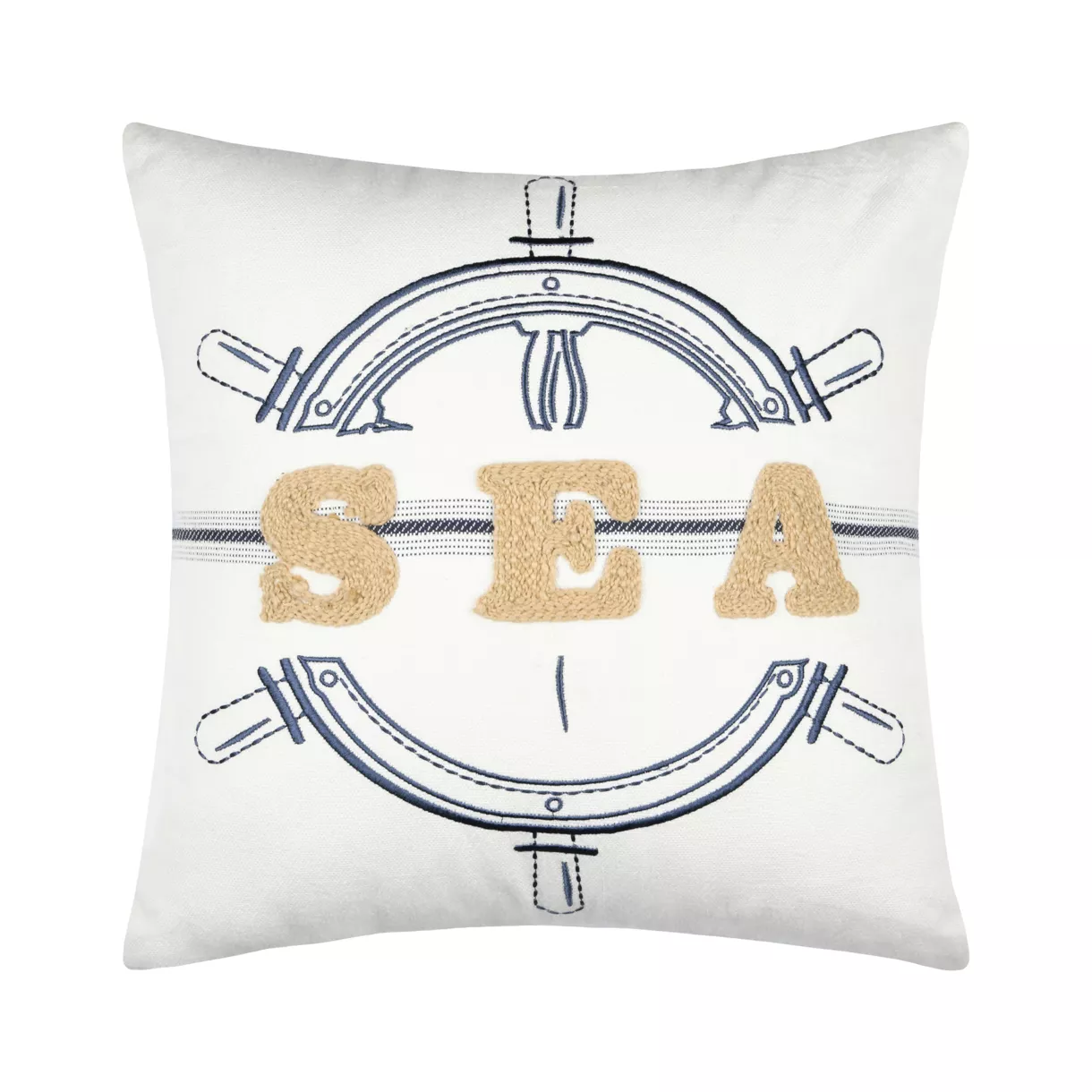 eminza Coussin carré coton (45 x 45 cm) Maritime Bleu marine
